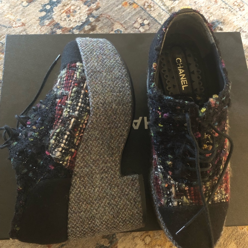 Chanel platform tweed shoes 39